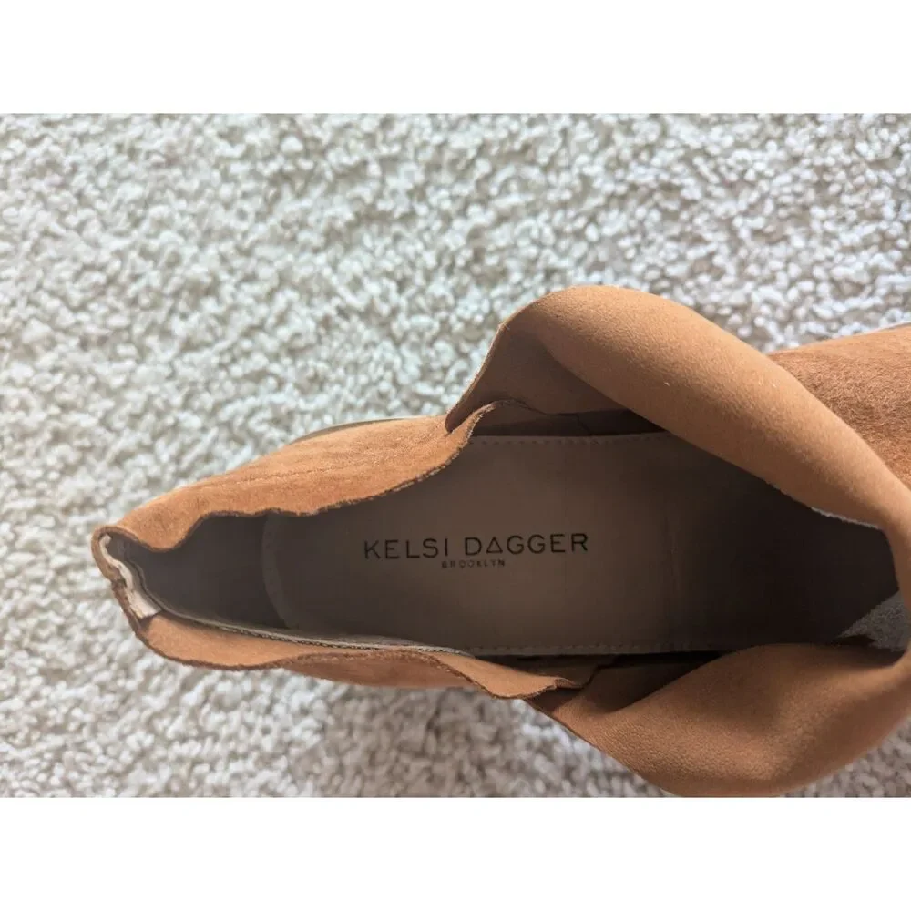 Kelsi Dagger Brooklyn Kenmare Suede Gold Tan Booties Sz 8.5